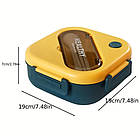 Пластиковий ланч-бокс з приладами 1300 мл жовто-синій, герметичний контейнер для зберігання та перенесення їжі, фото 7