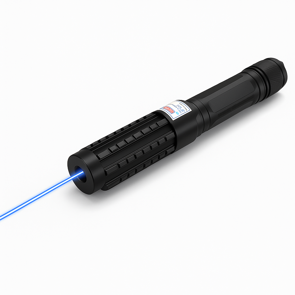 Лазерний ліхтар синій YX-B015 з п'ятьма насадками живлення 2х16340 заряджання 220V потужний прилад для розваг, фото 1