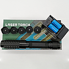 Лазерний ліхтар синій YX-B015 з п'ятьма насадками живлення 2х16340 заряджання 220V потужний прилад для розваг, фото 4