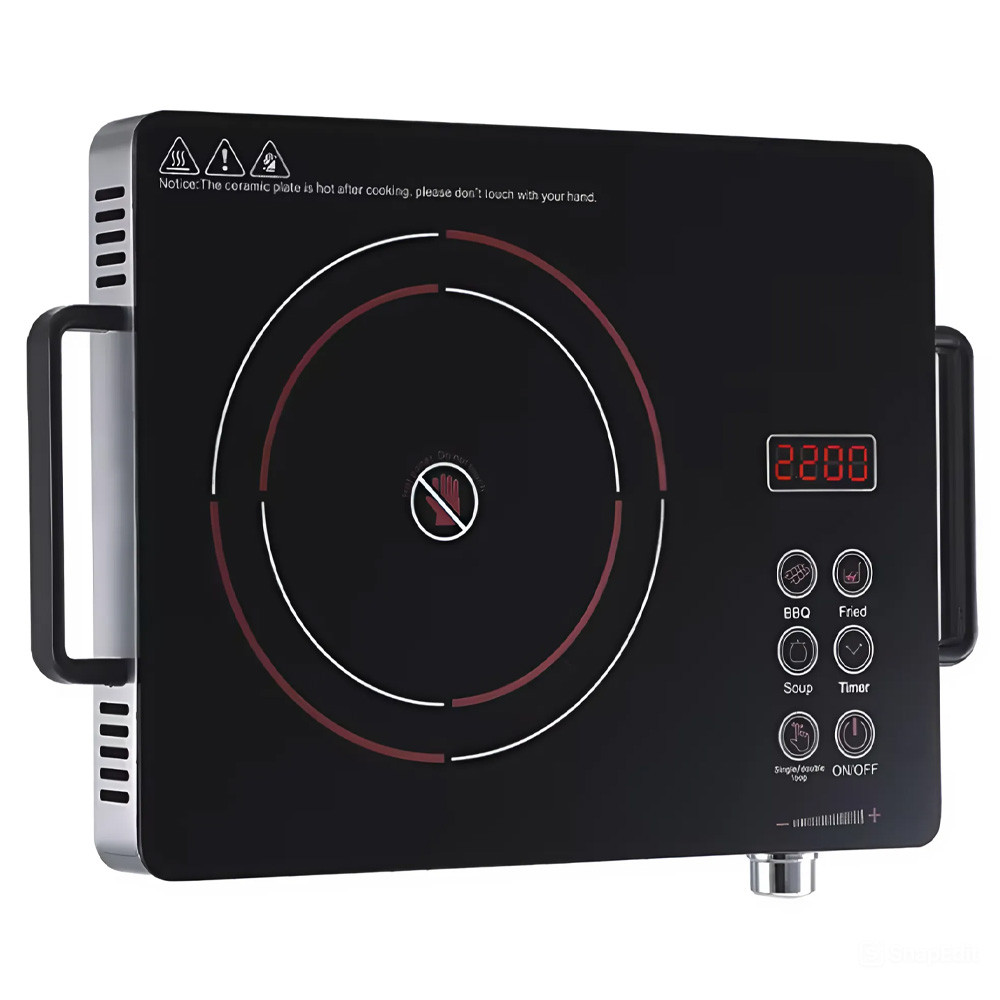 Інфрачервона плита KB-2058 2000 Вт, настільна модель із сенсорним керуванням і керамічною поверхнею, фото 1