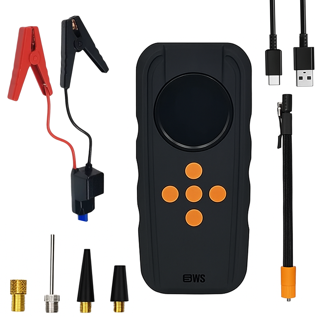 Пускозарядний пристрій із повітряним компресором YX1920 для акумулятора автомобіля й накачування шин, фото 1