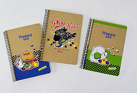 Зошит А5 На спіралі Тверда обкл. Крафт 96 л. Чистий аркуш (6138) Школярик