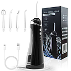 Іригатор для порожнини рота 150 мл, чорний, портативний прилад з USB зарядкою і 4 насадками для догляду за зубами, фото 6