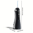 Іригатор для порожнини рота 150 мл, чорний, портативний прилад з USB зарядкою і 4 насадками для догляду за зубами, фото 7