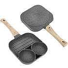 Сковорода порційна трисекційна 17 см антипригарна кухонна модель для приготування страв, фото 3