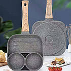 Сковорода порційна трисекційна 17 см антипригарна кухонна модель для приготування страв, фото 5