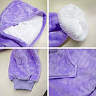 Оверсайз плед-халат із капюшоном 100х80 см Huggle Hoodie фіолетовий, тепла накидка для відпочинку вдома, фото 5