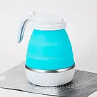Складаний дорожній електрочайник із силікону YS-2008, 600 мл, блакитний компактний прилад для поїздок, фото 2