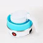 Складаний дорожній електрочайник із силікону YS-2008, 600 мл, блакитний компактний прилад для поїздок, фото 4