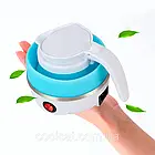 Складаний дорожній електрочайник із силікону YS-2008, 600 мл, блакитний компактний прилад для поїздок, фото 5