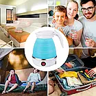 Складаний дорожній електрочайник із силікону YS-2008, 600 мл, блакитний компактний прилад для поїздок, фото 8