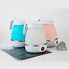 Складаний дорожній електрочайник із силікону YS-2008, 600 мл, блакитний компактний прилад для поїздок, фото 9