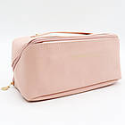 Косметичка з повним доступом з екошкіри 23,5х13х13 см рожева, зручний органайзер для зберігання косметики, фото 9