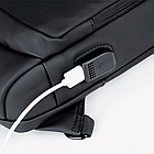 Сумка-рюкзак через плече 6995 синя 31х17 см, водонепроникна чоловіча модель із кодовим замком, фото 4