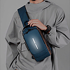 Сумка-рюкзак через плече 6995 синя 31х17 см, водонепроникна чоловіча модель із кодовим замком, фото 7
