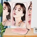 Косметичне дзеркало з LED-підсвіткою XW 810 рожеве, потрійна панель з USB і сенсорним керуванням, фото 2