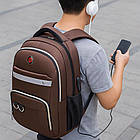 Рюкзак міський Biaowang коричневий 47х32х15 см з USB-портом зручний аксесуар для роботи та навчання, фото 5
