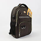 Рюкзак міський Biaowang коричневий 47х32х15 см з USB-портом зручний аксесуар для роботи та навчання, фото 9