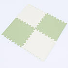 Килим пазл із ворсом 20 шт 30×30 см зелений із білим м'яким покриттям для ігрової дитячої кімнати, фото 3