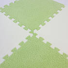 Килим пазл із ворсом 20 шт 30×30 см зелений із білим м'яким покриттям для ігрової дитячої кімнати, фото 4