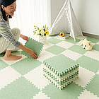 Килим пазл із ворсом 20 шт 30×30 см зелений із білим м'яким покриттям для ігрової дитячої кімнати, фото 5