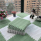 Килим пазл із ворсом 20 шт 30×30 см зелений із білим м'яким покриттям для ігрової дитячої кімнати, фото 9