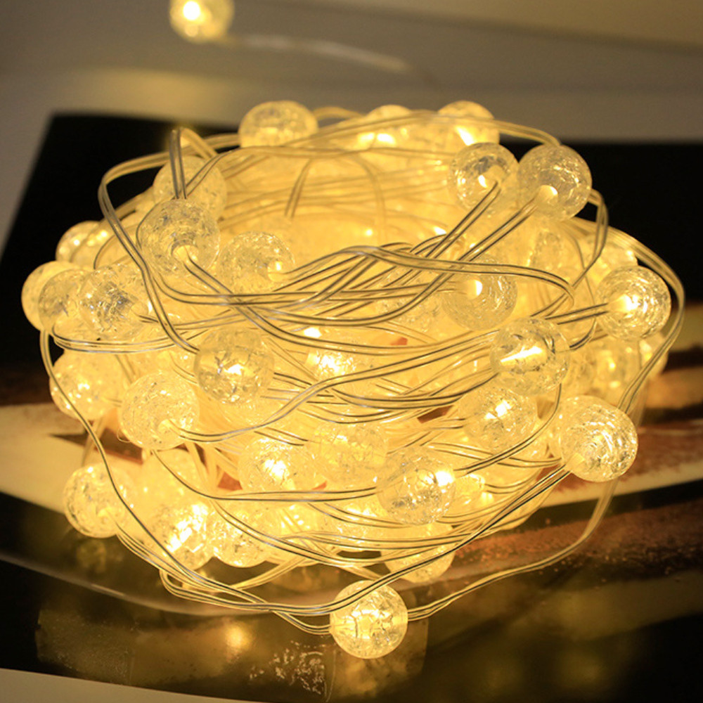 USB-гірлянда 20 LED 2,5 м тепле біле світло, декоративна підсвітка як кульки сніжинок, фото 1