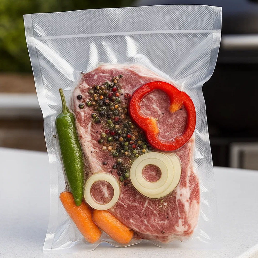 Рифлені пакети для вакууматора 20х15 см, набір 100 шт для пакування та тривалого зберігання продуктів, фото 1