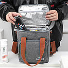 Термосумка для пікніка DF-02 Сіра, туристичний холодильник для зберігання продуктів і напоїв, фото 3