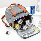 Термосумка для пікніка DF-02 Сіра, туристичний холодильник для зберігання продуктів і напоїв, фото 4