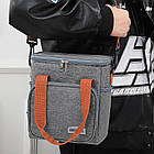 Термосумка для пікніка DF-02 Сіра, туристичний холодильник для зберігання продуктів і напоїв, фото 5