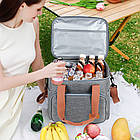 Термосумка для пікніка DF-02 Сіра, туристичний холодильник для зберігання продуктів і напоїв, фото 6