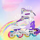 Розсувні ролики з підсвіткою фіолетові розмір 31-34 регульовані роликові ковзани для дітей, фото 3