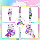 Розсувні ролики з підсвіткою фіолетові розмір 31-34 регульовані роликові ковзани для дітей, фото 4