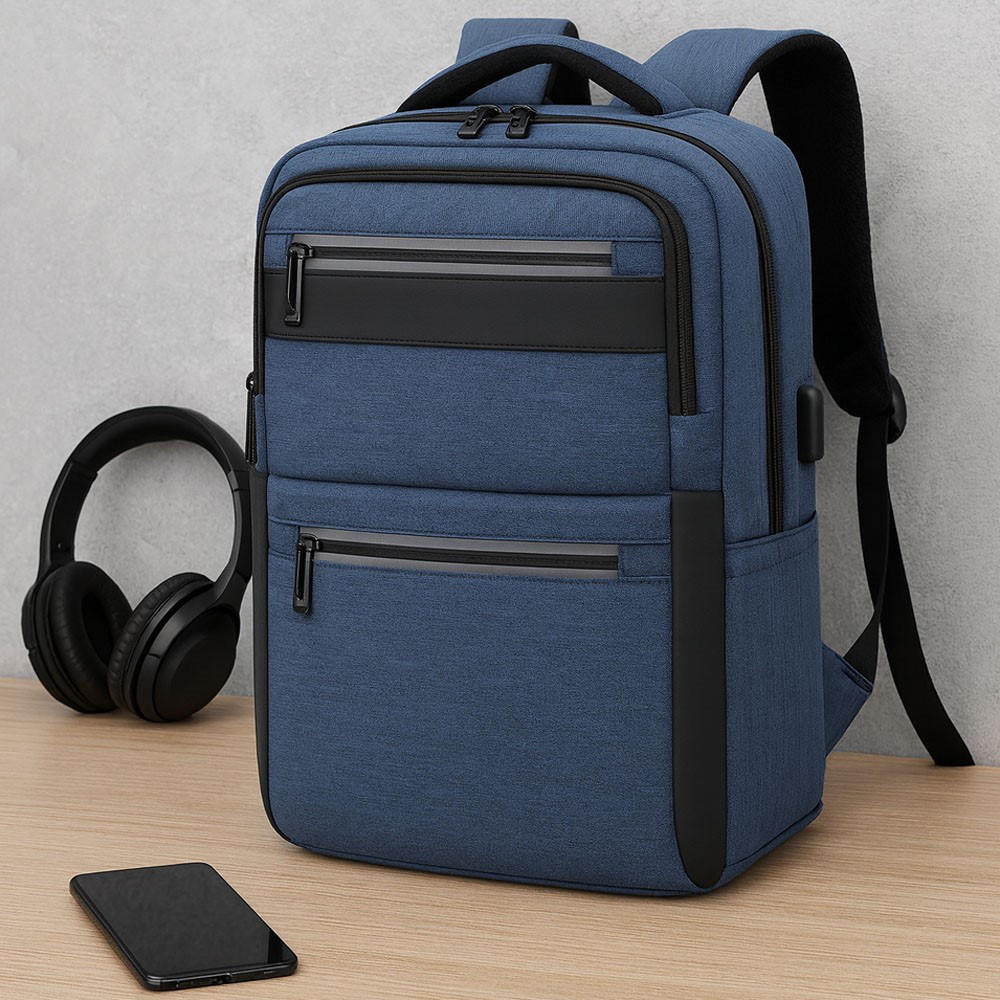 Рюкзак для ноутбука 16" BAG BG-40 42x28x16 см з USB, синій колір, зручна модель для навчання та роботи, фото 1