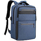 Рюкзак для ноутбука 16" BAG BG-40 42x28x16 см з USB, синій колір, зручна модель для навчання та роботи, фото 3