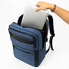 Рюкзак для ноутбука 16" BAG BG-40 42x28x16 см з USB, синій колір, зручна модель для навчання та роботи, фото 4