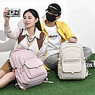 Рюкзак шкільний водонепроникний 44×29×13 см бежевий практична модель для навчання та повсякденного використання, фото 4