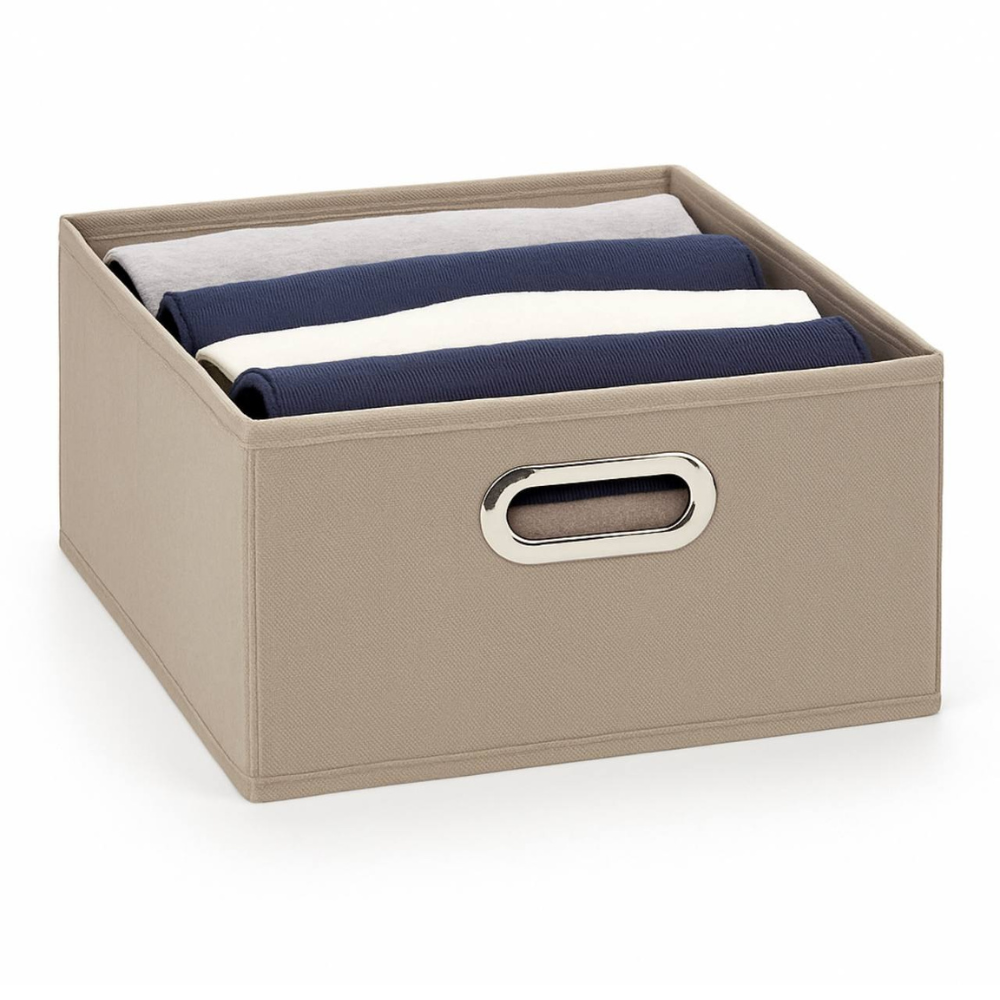 Органайзер для одягу з ручками 31х31 см зелений, складаний ящик для зберігання білизни й аксесуарів, фото 1