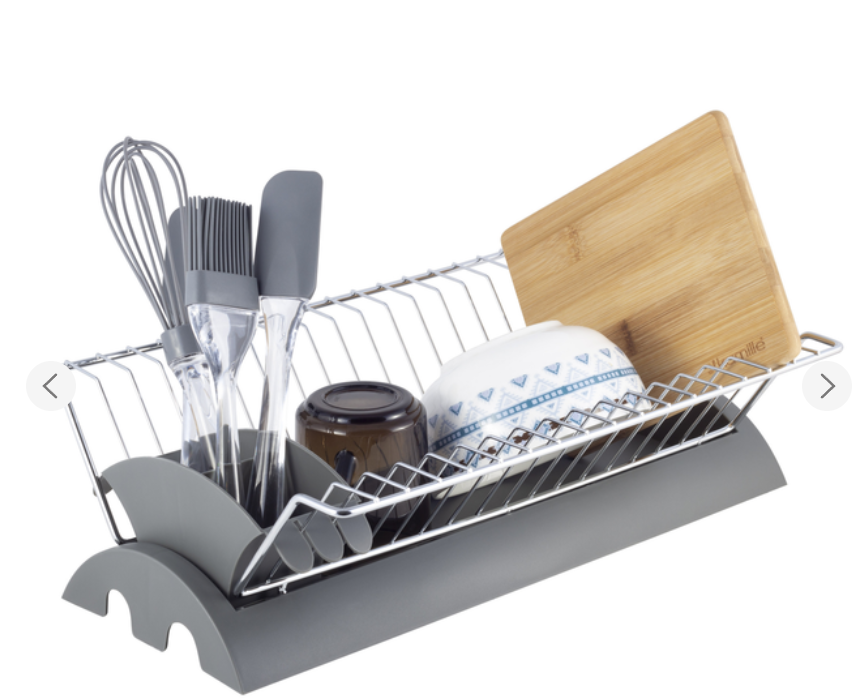 Сушарка для посуду Kamille із хромованої сталі з піддоном сіра, фото 1