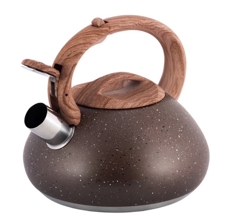 Чайник 2,5 л Kamille із нержавіючої сталі зі свистком коричневий, фото 1