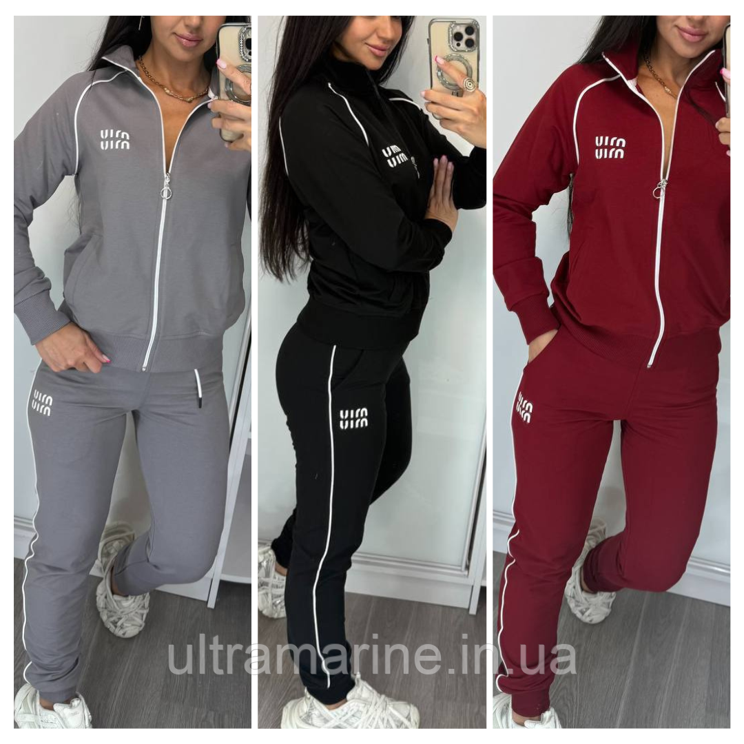 Спортивний жіночий костюм UIRN UIRN чорний/червоний/сірий (трикотаж двунить Туреччина), фото 1