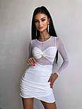 Жіноче міні плаття із сітки з драпіруванням і асиметричною спідницею (р. S, М) 66036131Е, фото 9