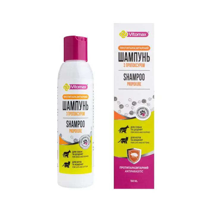 Шампунь Вітомакс Vitomax протипаразитарний з пропоксом від бліх і кліщів, для котів і собак, 150 мл, фото 1
