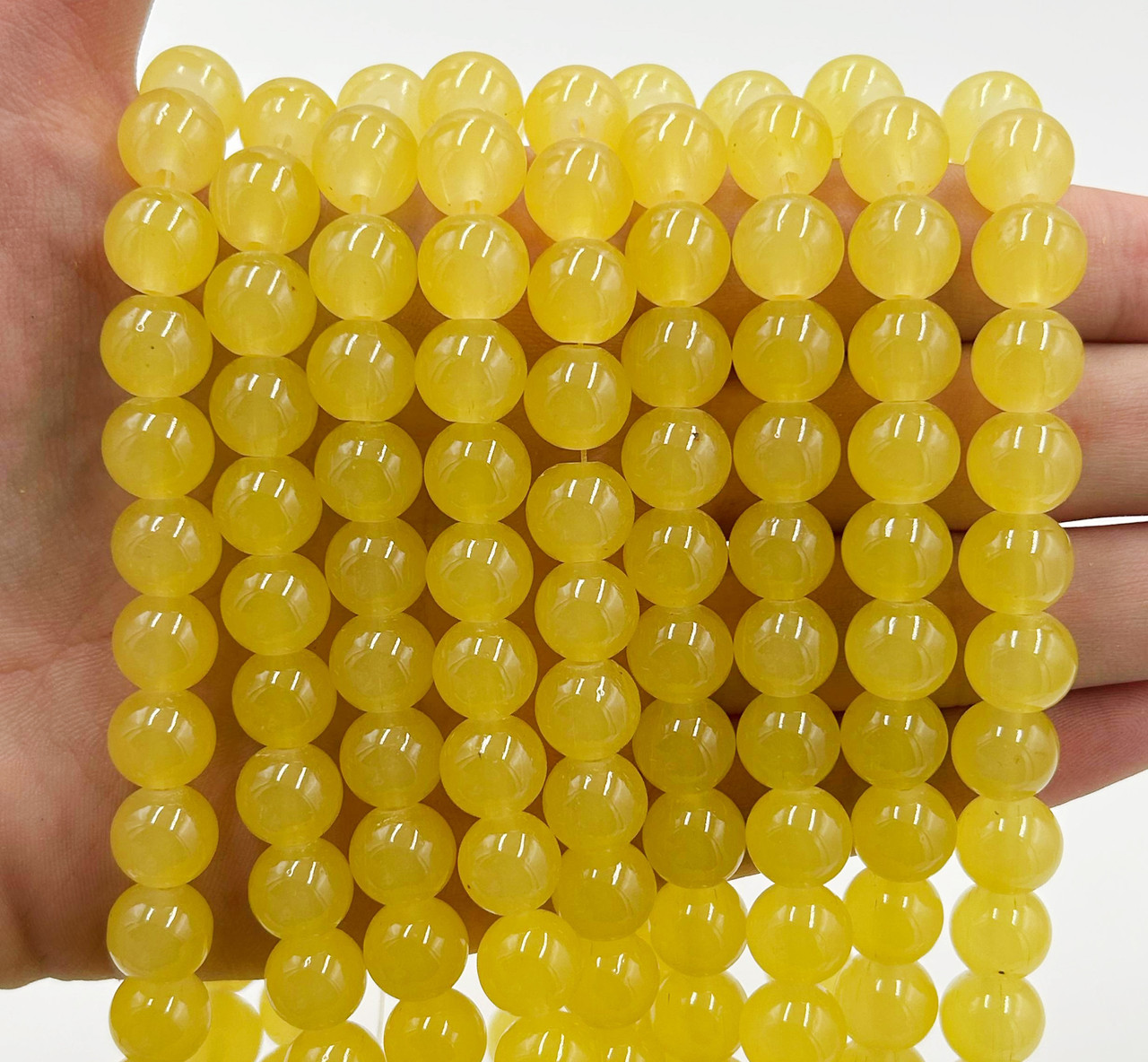 Скляні намистини / Упаковка 50гр / ≈ 38 шт / Ø-10 мм / Жовтий, фото 1