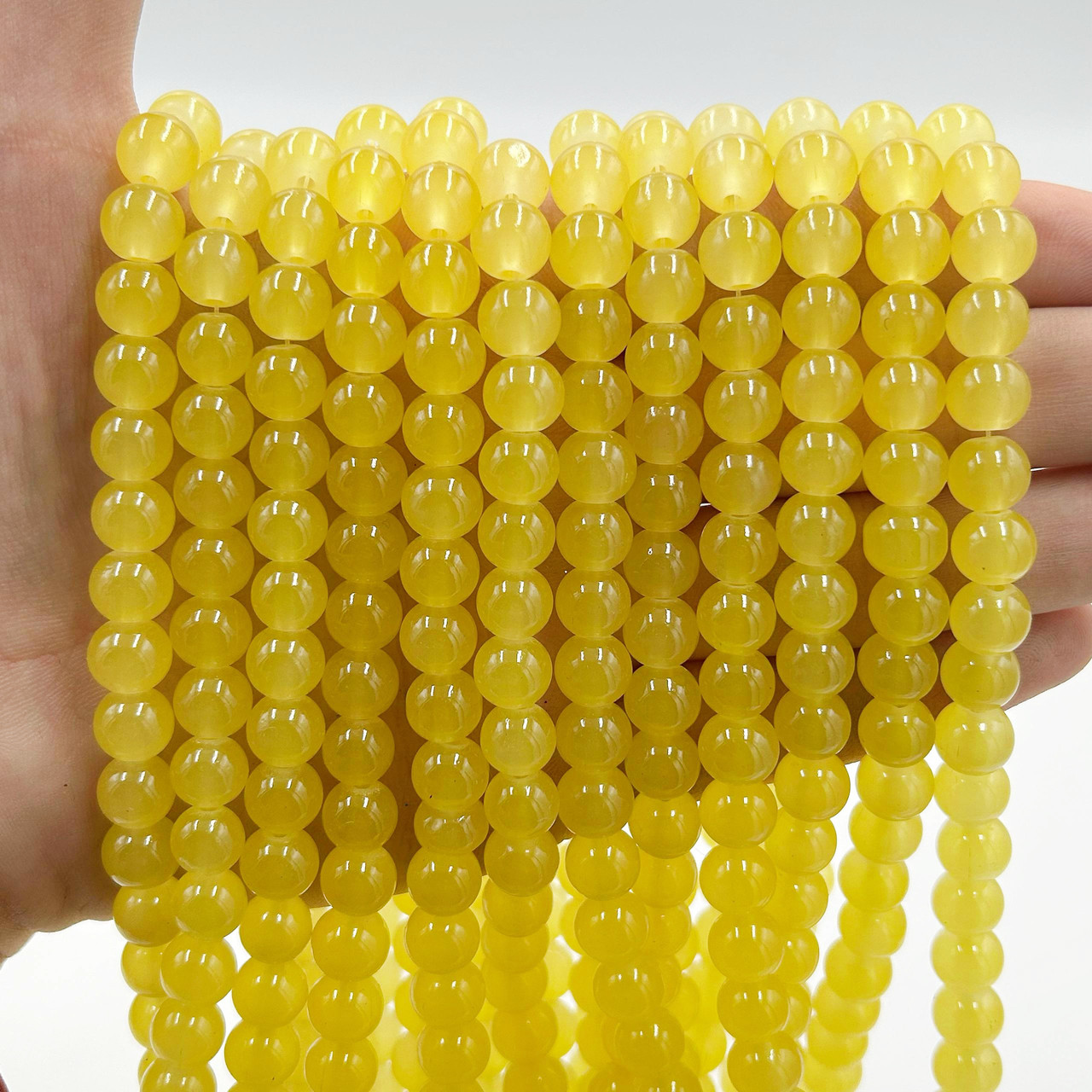 Скляні намистини / Упаковка 50гр / ≈ 70 шт / Ø-8 мм / Жовтий, фото 1