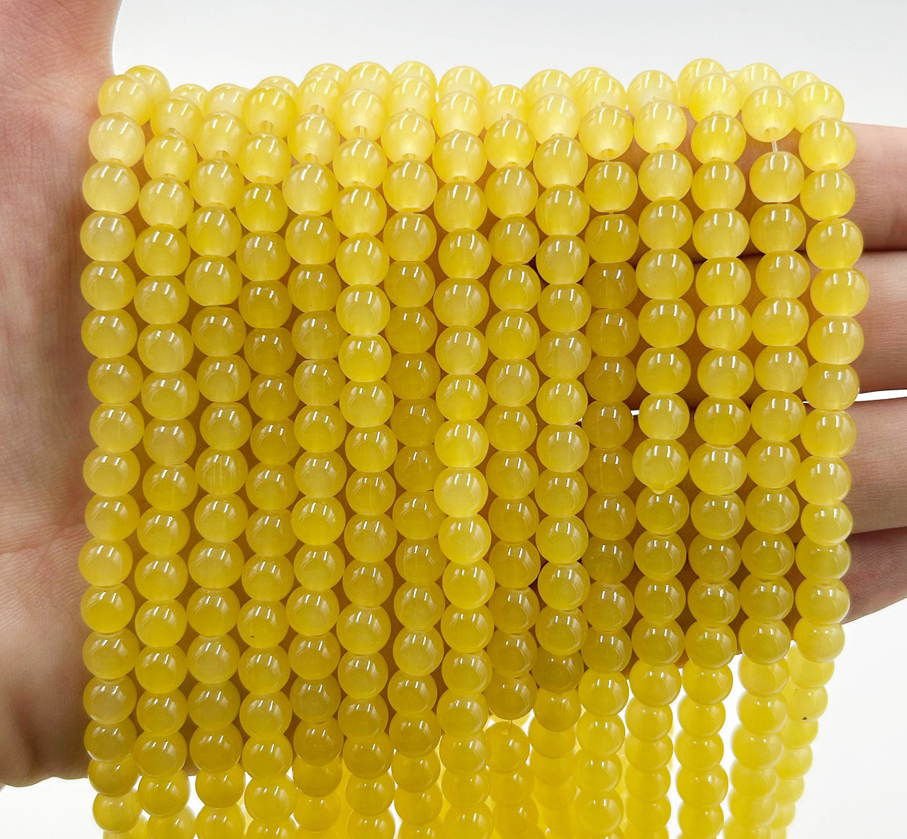 Скляні намистини / Упаковка 50гр / ≈ 160 шт / Ø-6 мм / Жовтий, фото 1