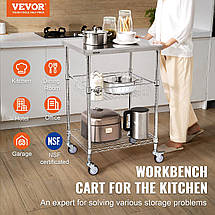 Візок для сервірування з нержавійки VEVOR 3 полиці, фото 3