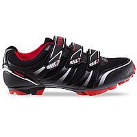 Велотуфлі чоловічі контактні MTB МТБ TIEBAO MAGARA TO-9854 розмір 41-46 чорний-червоний