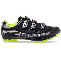 Велотуфлі чоловічі контактні MTB МТБ TIEBAO TRUMPS TO-9856 розмір 41-46 чорний-салатовий